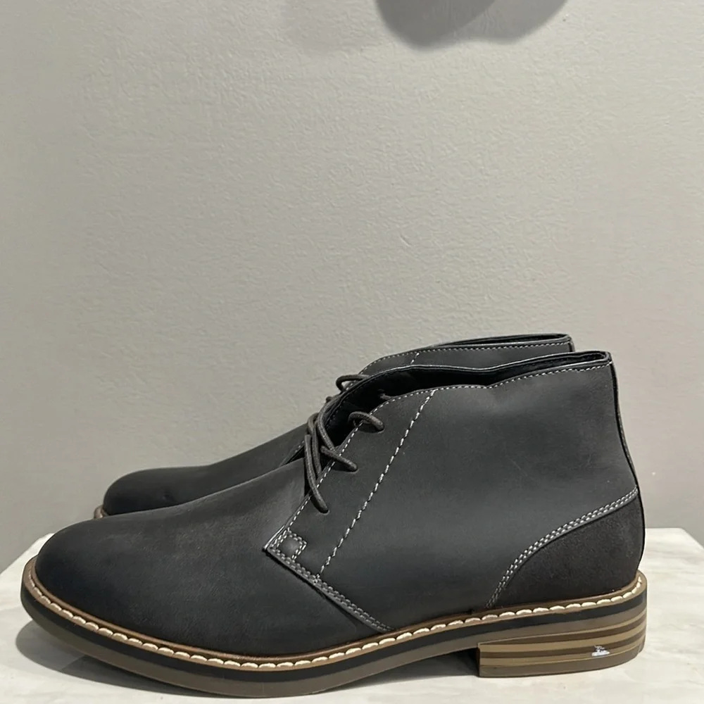 R2 Faux Gray Leather Men’s Chukka Lace Up Boots Size 8 - Picture 5 of 10